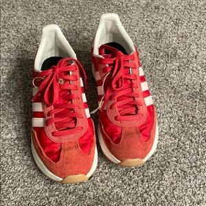 Adidas Red and White Women's Sneakers